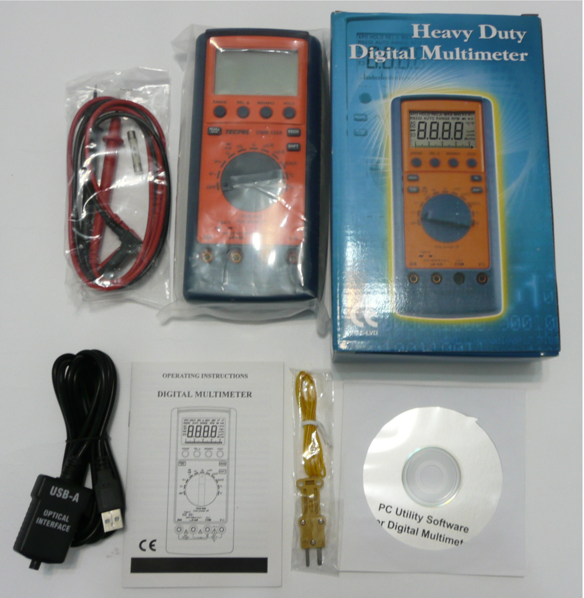 Digital multimetr dmm-129A Accesories: Gift Box, Software Disk, English manual, Test leads, USB cable, 